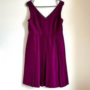 J. Crew Pleated Purple V-Neck Midi Dress